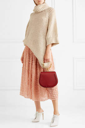 Chloé Ruffled Lace-trimmed Silk-organza Midi Skirt