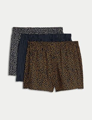 5pk Pure Cotton Assorted Woven Boxers, M&S Collection