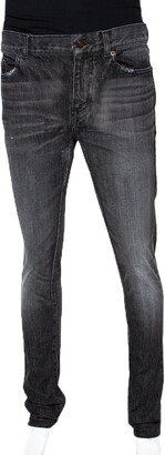 Saint Laurent Charcoal Grey Medium Wash Denim Raw Edge Jeans M