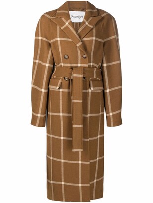 Rodebjer Check-Print Double-Breasted Coat - ShopStyle