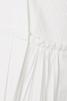 Jil Sander Pintucked Pleated Organic Cotton-poplin Midi Dress - White