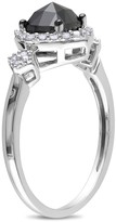 Thumbnail for your product : Ice.com 2684 1 CT Black and White Cushion and Round Diamond Fashion Ring 10k White Gold Black Rhodium Plated
