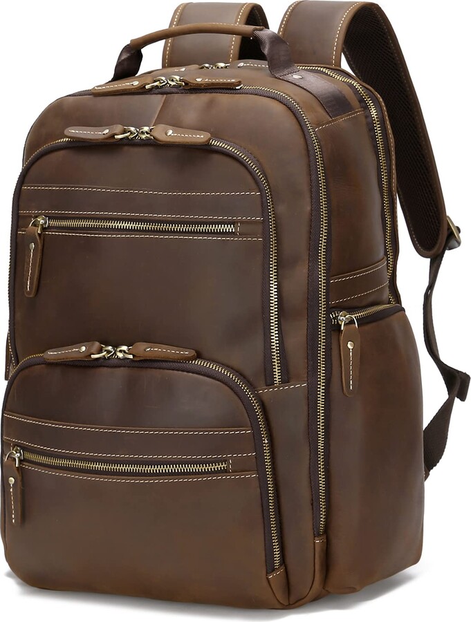 Taertii Full Grain Leather Backpack Mens - ShopStyle