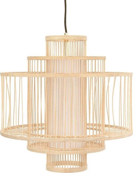 Storied Home StoriedHomeBohoTieredBambooChandelierNatural:CeilingLightingMatteGoldCanopyULListed