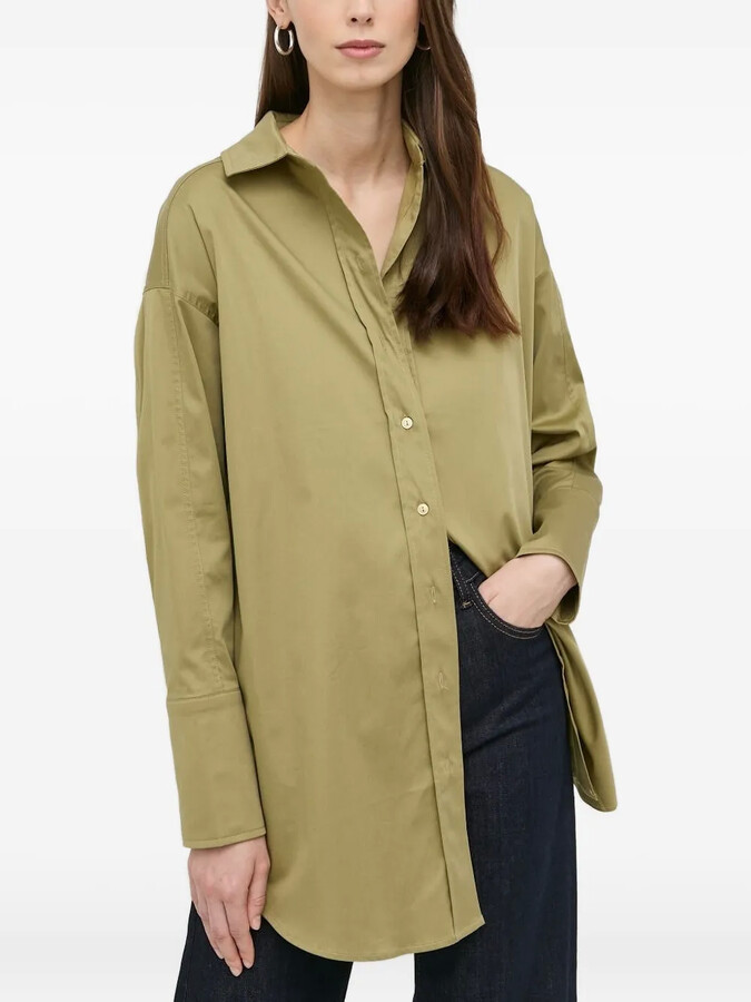 Notes du Nord Long-Sleeve Curved-Hem Shirt