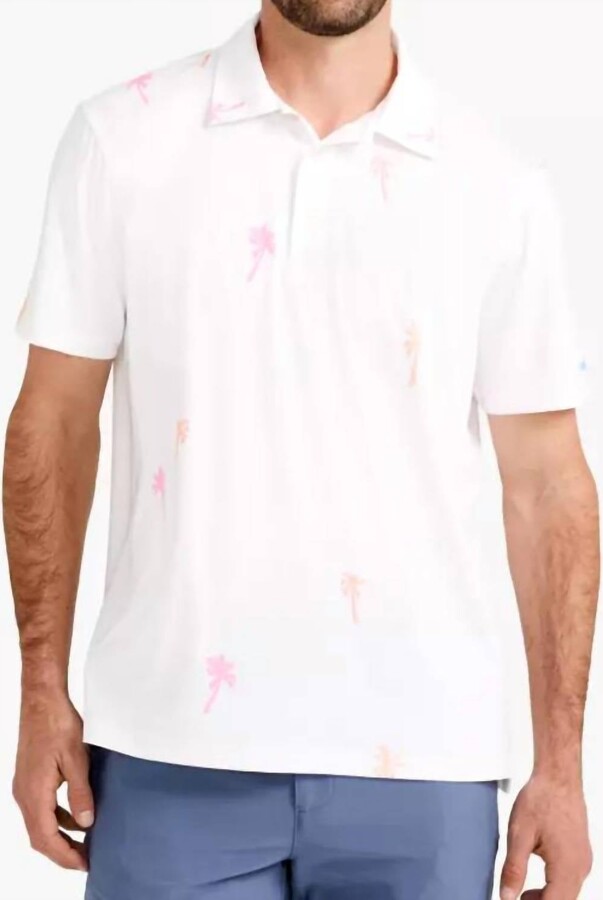 The Keep Palm And Carry On Performance Polo In White