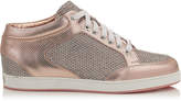 Thumbnail for your product : Jimmy Choo MIAMI Tea Rose Metallic Printed Leather and Glitter Low Top Trainers