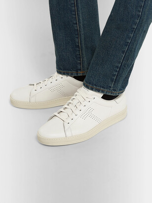 Tom Ford Warwick Perforated Full-grain Leather Sneakers - White