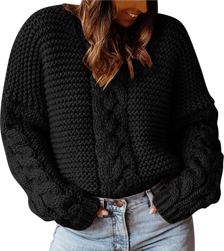 Ugly Christmas Sweater for Women Oversized Knitted Pullover Jumper Tops  Fall Winter Casual Xmas Lantern Sleeve Sweater Tunics