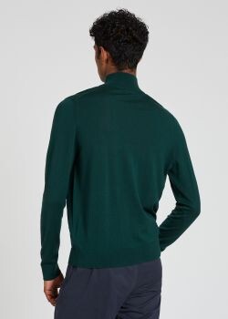 Paul Smith Men's Bottle Green Merino Wool 'Artist Stripe' Zip-Through Cardigan