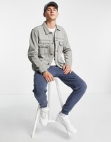 Thumbnail for your product : Topman denim jacket in grey - GREY