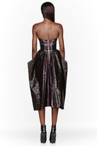 Thumbnail for your product : Roksanda Ilincic Chocolate brown laminated leather structured Spiro Dress