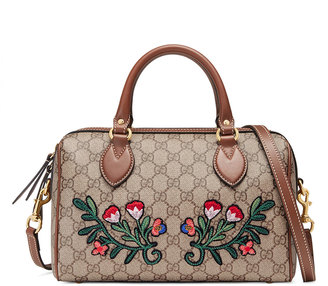 Gucci GG Supreme Embroidered Top-Handle Small Boston Bag, Multi