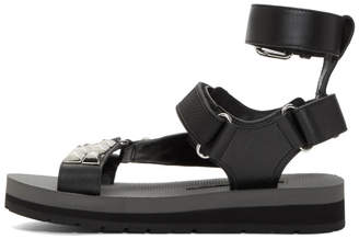 Prada Black Studded Velcro Sandals
