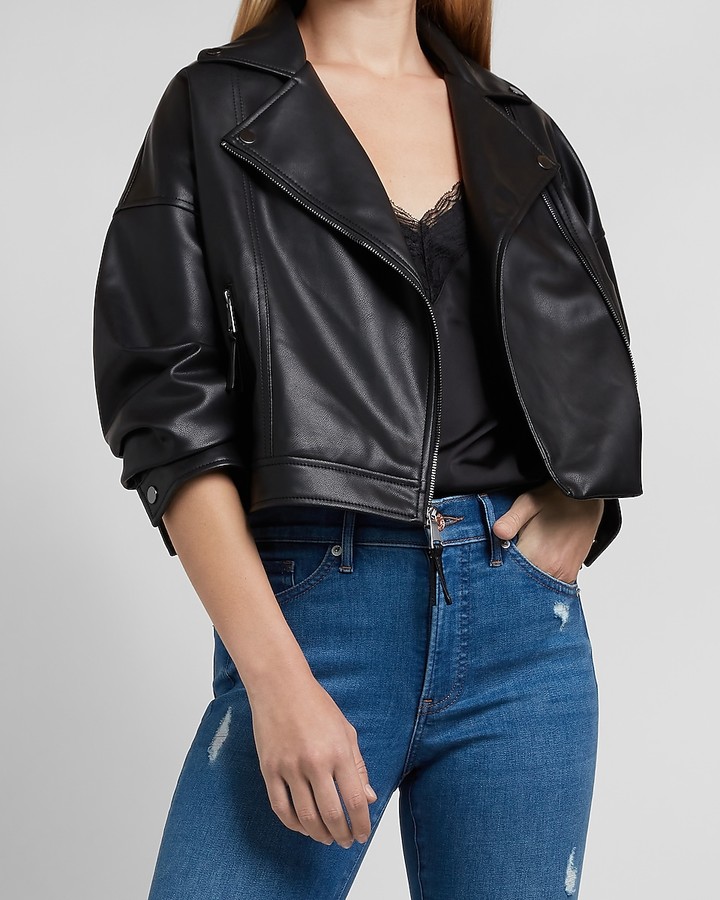 cropped vegan leather jacket