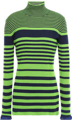 VVB Striped Ribbed Wool-blend Turtleneck Sweater