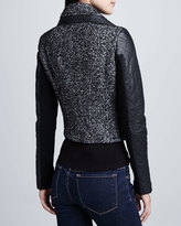 Thumbnail for your product : BCBGMAXAZRIA Tweed Jacket with Leather Sleeves