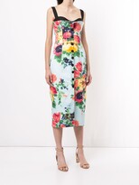 Thumbnail for your product : Carolina Herrera Fitted Floral Print Buttoned Dress
