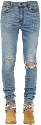 Amiri 15cm Paint Splatter Cotton Denim Jeans