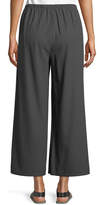 Thumbnail for your product : Eileen Fisher Drawstring-Waist Wide-Leg Linen Cropped Pants