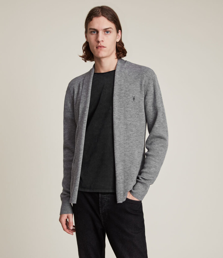 AllSaints Mode Merino Open Cardigan | Size XS | Grey Marl - ShopStyle