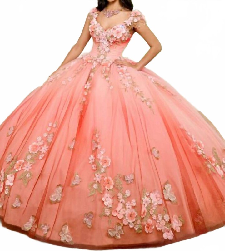 RACHEL ALLAN Women's Quinceanera Gown In Coral Omber