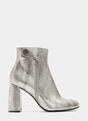 Stella McCartney Metallic Snake Print Ankle Boots in Silver