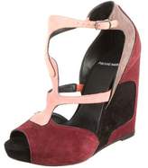 Thumbnail for your product : Pierre Hardy Suede Peep-Toe Wedges w/ Tags