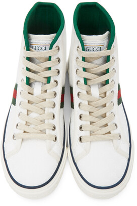 Gucci White 'Gucci Tennis 1977' High-Top Sneakers