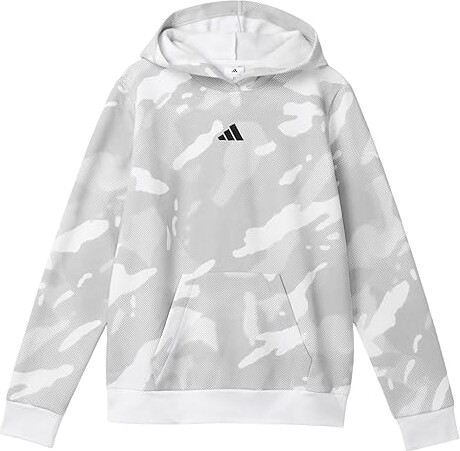 Adidas Originals Kids All Over PrintHalftone Camo Fleece Hooded Pullover (Big Kid) Boy's Sweatshirt White : XL (18-20 Big Kids)