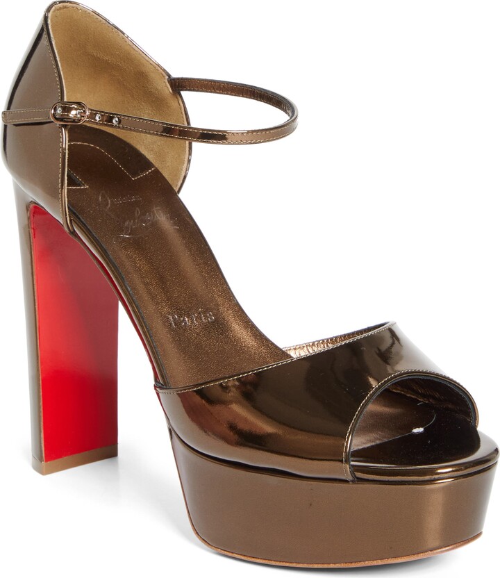 Christian Louboutin Sandaloo Metallic Peep-Toe Sandal