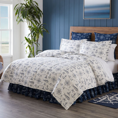 Split P Captain Quarters Blue Standard Cotton Reversible Bedspread