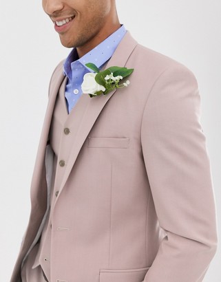 ASOS DESIGN DESIGN wedding skinny suit jacket in mink