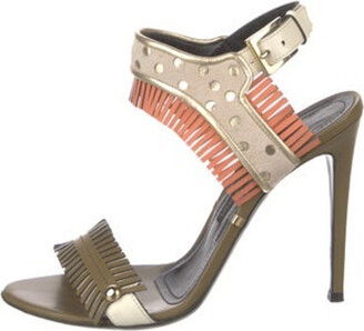 Gianmarco Lorenzi Leather Colorblock Pattern Sandals