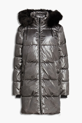 DKNY Quilted metallic shell hooded coat