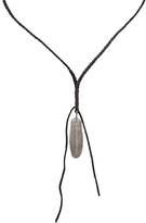 Thumbnail for your product : Feathered Soul Women's Diamond Feather Pendant on Leather Necklace
