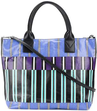 Pinko striped logo tote bag