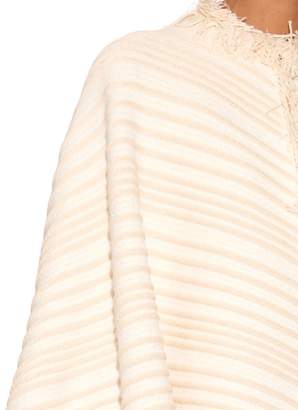 Sonia Rykiel Diagonal Knit Cotton Blend Poncho - Womens - White