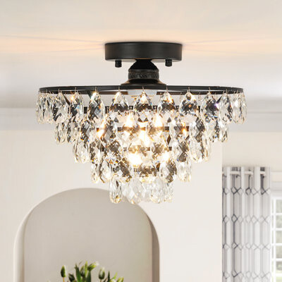 House of Hampton Modern 1 - Light Mini Crystal Tiered Semi Flush Mount