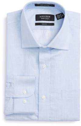 Nordstrom Trim Fit Solid Linen & Cotton Dress Shirt