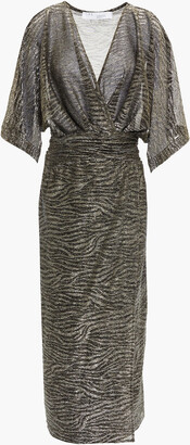 IRO Volsun Wrap-effect Metallic Zebra-jacquard Midi Dress