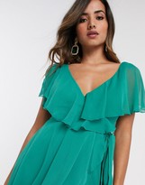 Thumbnail for your product : ASOS DESIGN mini split sleeve cape back dress with tie shoulder