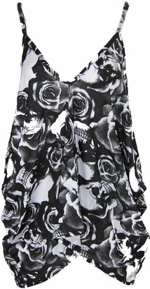 Womens Ladies V-Neck Baggy Lagenlook Cami Vest Top Strappy Plain Loose Hanky UK