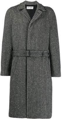 Saint Laurent single-breasted herringbone coat