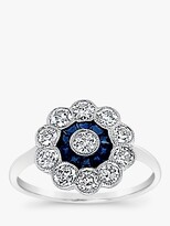 Thumbnail for your product : Milton & Humble Jewellery 14ct White Gold Second Hand Sapphire & Diamond Cluster Ring