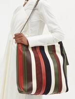 Thumbnail for your product : Jil Sander Striped Suede And Leather Shoulder Bag - Red Stripe
