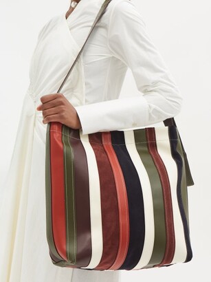 Jil Sander Striped Suede And Leather Shoulder Bag - Red Stripe