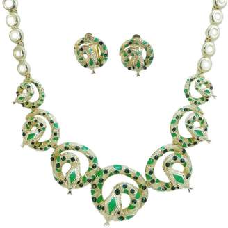 Ever Faith Coiled Snake Austrian Crystal Green Enamel Jewelry Set A10182-3