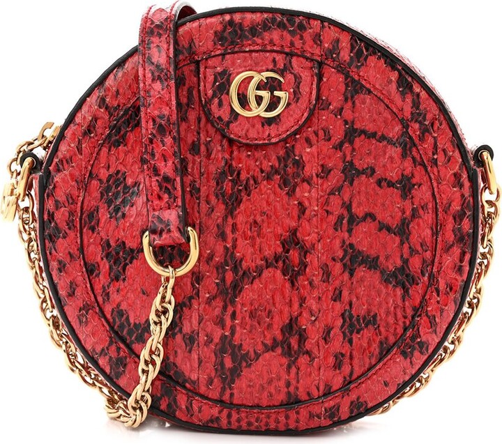 Round Red Gucci Crossbody Bag Gucci Red Snakeskin GG Ophidia Round