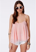 Thumbnail for your product : Missguided Laurita Nude Chiffon Cami Swing Top